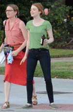 EMMA STONE on the Set of La La Land in Los Angeles 08/18/2015
