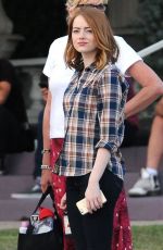EMMA STONE on the Set of La La Land in Los Angeles 08/18/2015