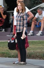 EMMA STONE on the Set of La La Land in Los Angeles 08/18/2015