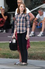 EMMA STONE on the Set of La La Land in Los Angeles 08/18/2015