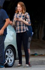 EMMA STONE on the Set of La La Land in Los Angeles 08/18/2015