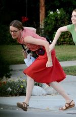 EMMA STONE on the Set of La La Land in Los Angeles 08/18/2015