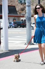EMMY ROSSUM Walks Her Dog Out in Malibu 08/01/2015