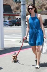 EMMY ROSSUM Walks Her Dog Out in Malibu 08/01/2015
