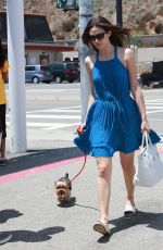 EMMY ROSSUM Walks Her Dog Out in Malibu 08/01/2015