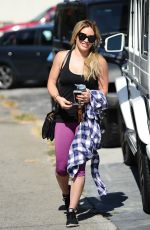 HILARY DUFF in Tights Arrives at a Gym in West Hollywood 08/14/2015