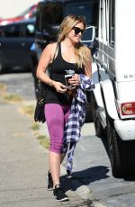 HILARY DUFF in Tights Arrives at a Gym in West Hollywood 08/14/2015