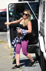 HILARY DUFF in Tights Arrives at a Gym in West Hollywood 08/14/2015