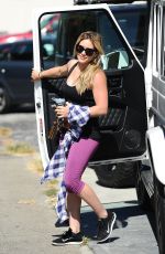 HILARY DUFF in Tights Arrives at a Gym in West Hollywood 08/14/2015