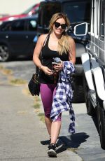 HILARY DUFF in Tights Arrives at a Gym in West Hollywood 08/14/2015