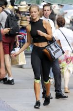 NINA AGDAL in Leggings heading to a Gym in Manhattan 08/06/2015