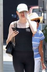 KAREN GILLAN in Tights Arives at a Gym in West Hollywood