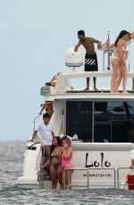 KYLIE and KENDALL JENNER and HAUKEY BALDWIN in Bikinis at a Boat in Punta Mita 08/12/2015