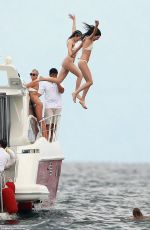 KYLIE JENNER in Bikini on a Boat with Friends and Sister in Punta Mita