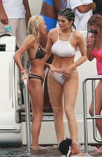 KYLIE JENNER in Bikini on a Boat with Friends and Sister in Punta Mita