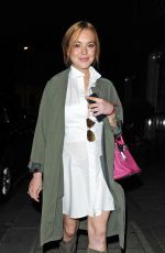 LINDSAY LOHAN Out for Dinner in London 08/12/2015