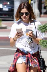 LUCY HALE in Shorts Out in Beverly Hills 08/12/2015