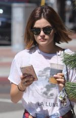 LUCY HALE in Shorts Out in Beverly Hills 08/12/2015
