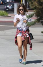 LUCY HALE in Shorts Out in Beverly Hills 08/12/2015