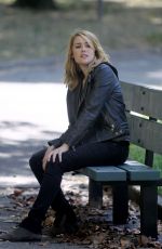 MEGAN BOONE on the Set of The Blacklist in New York 08/28/2015