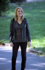 MEGAN BOONE on the Set of The Blacklist in New York 08/28/2015