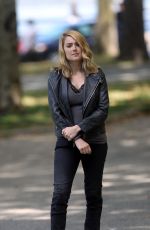 MEGAN BOONE on the Set of The Blacklist in New York 08/28/2015