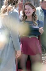 MELISSA BENOIST on the Set of Supergirl in Los Angeles 08/18/2015