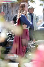 MELISSA BENOIST on the Set of Supergirl in Los Angeles 08/18/2015