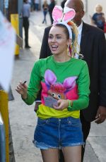 MILEY CYRUS Leaves Jimmy Kimmel Live in Los Angeles 08/26/2015