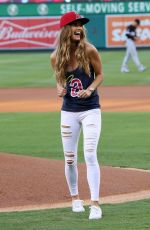 NINA AGDAL at Angel Stadium in Anaheim 08/17/2015
