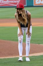 NINA AGDAL at Angel Stadium in Anaheim 08/17/2015