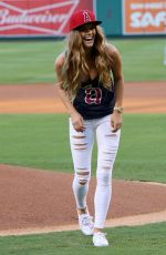 NINA AGDAL at Angel Stadium in Anaheim 08/17/2015