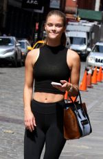 NINA AGDAL in Leggings heading to a Gym in Manhattan 08/06/2015