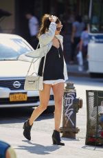 NINA DOBREV in Shorts Out in New York 08/13/2015