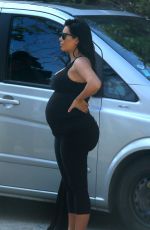 Pregnant KIM KARDASHIAN in Tights Workout at Vacationing in St. Barts 08/18/2015