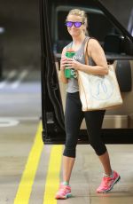 REESE WITHERSPOON Arrives at a Gym in Brentwood 08/03/2015