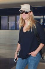 REESE WITHERSPOON in Jeans Arrives at Los Angeles International Airport 08/26/2015
