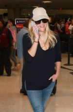 REESE WITHERSPOON in Jeans Arrives at Los Angeles International Airport 08/26/2015