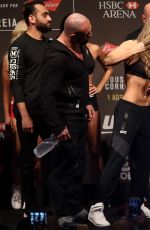 RONDA ROUSEY and BETHE CORREIA at UFC 190 Weigh In at HSBC Arena in Rio De Janeiro