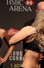 RONDA ROUSEY and BETHE CORREIA at UFC 190 Weigh In at HSBC Arena in Rio De Janeiro