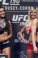 RONDA ROUSEY and BETHE CORREIA at UFC 190 Weigh In at HSBC Arena in Rio De Janeiro