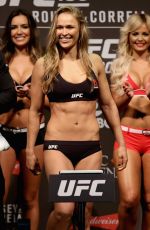 RONDA ROUSEY and BETHE CORREIA at UFC 190 Weigh In at HSBC Arena in Rio De Janeiro
