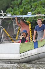 SALMA HAYEK Ttakes a Boat Ride on Vacation in Hawaii 08/20/2015