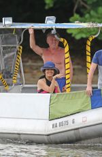 SALMA HAYEK Ttakes a Boat Ride on Vacation in Hawaii 08/20/2015