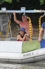 SALMA HAYEK Ttakes a Boat Ride on Vacation in Hawaii 08/20/2015