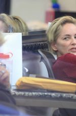 SHARON STONE at a Nails Salon in Los Angeles 08/26/2015