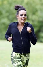 STEPHANIE DAVIS in Tights Workout in a Park in Manchester 07/29/2015