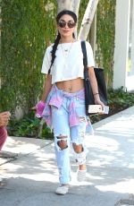 VANESSA HUDGENS in Ripped Jeans Heading to Kate Sommerville Skin Care in Los Angeles 08/26/2015