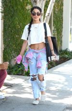 VANESSA HUDGENS in Ripped Jeans Heading to Kate Sommerville Skin Care in Los Angeles 08/26/2015