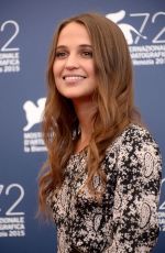 ALICIA VIKANDER at The Danish Girl Photocall at 2015 Venice Film Festival 09/05/2015